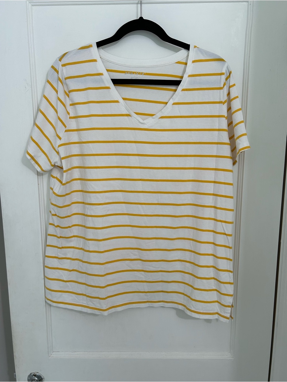 Ava & Viv Yellow Striped T-shirt 1x